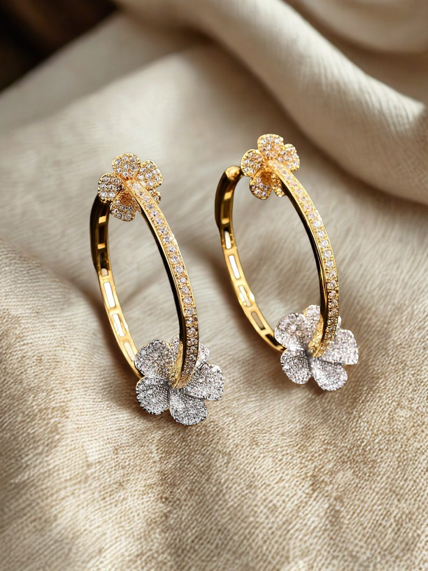 Granada Gold and Silver Flower Wreath Earrings